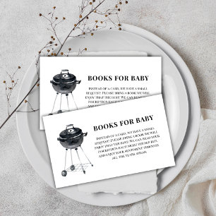 Modern Minimalist BBQ Grill Books For Baby Shower  Enclosure Card