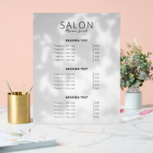 Modern Minimalist Beauty Salon Price List
