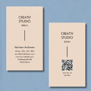 Modern Minimalist Beige Black Business Card