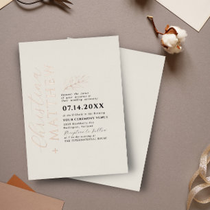 Modern Minimalist Beige Black Wedding Rose Gold