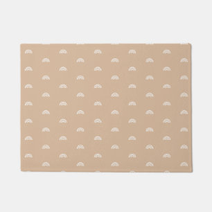 Modern Minimalist Beige Boho Rainbow Doormat