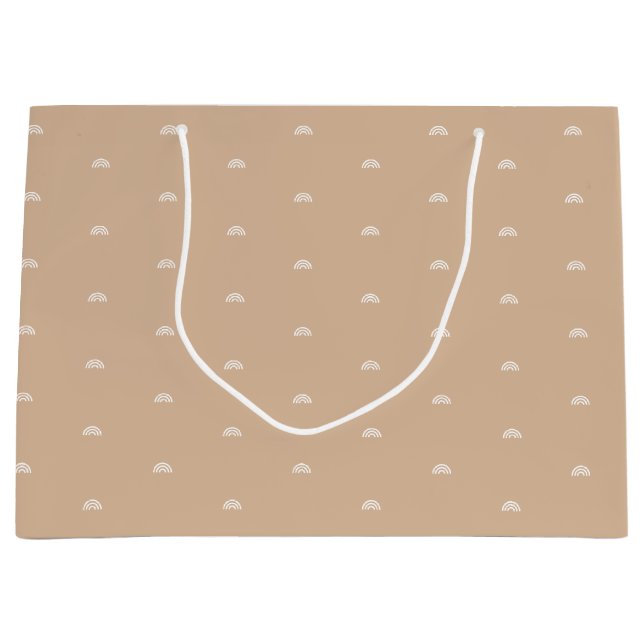 Modern Minimalist Beige Boho Rainbow Large Gift Bag (Front)