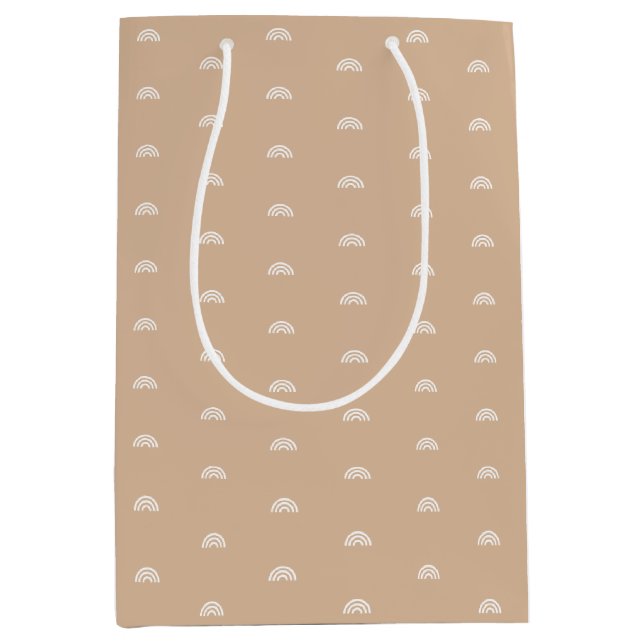 Modern Minimalist Beige Boho Rainbow Medium Gift Bag (Front)