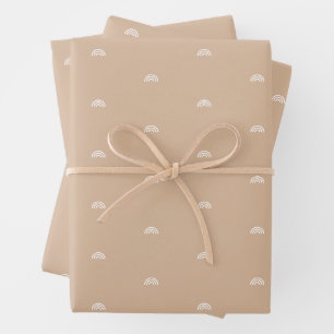 Modern Minimalist Beige Boho Rainbow Wrapping Paper Sheet
