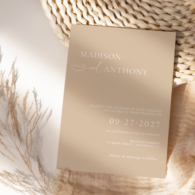 Modern & Minimalist Beige Boho Wedding Invitation (Creator Uploaded)