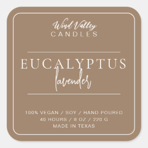 Modern minimalist beige brown candle label