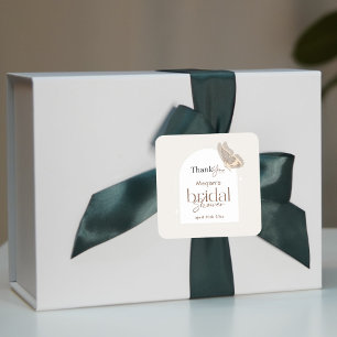 Modern Minimalist Beige Butterfly Bridal Shower Square Sticker