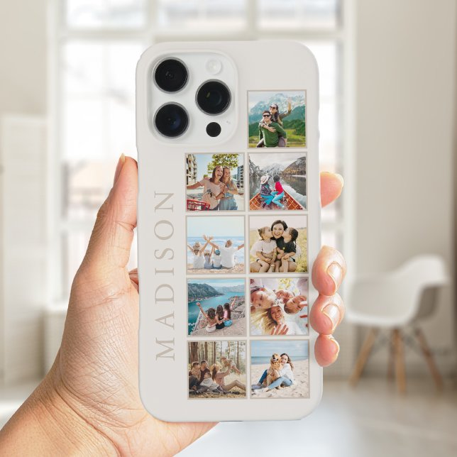 Modern Minimalist Beige Custom Photo Monogram Case-Mate iPhone Case (Creator Uploaded)