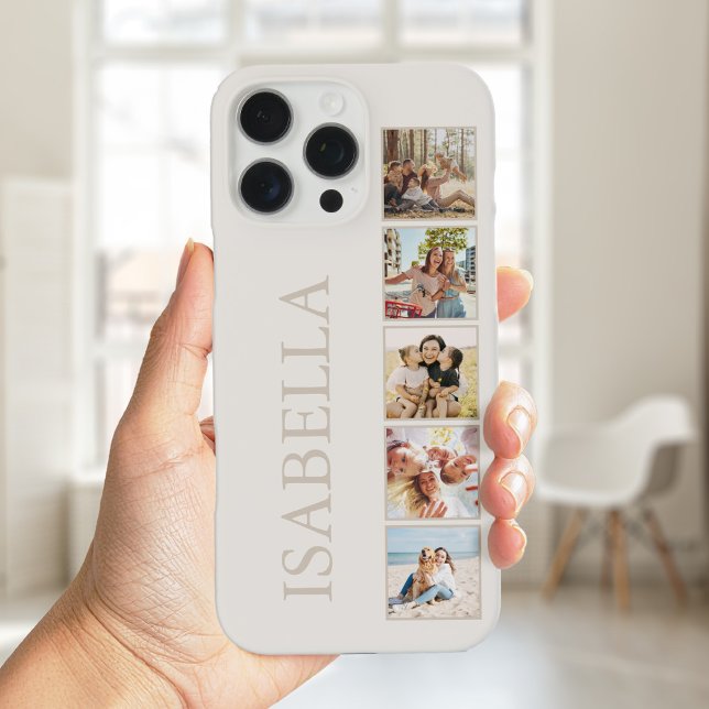 Modern Minimalist Beige Custom Photo Monogram Case-Mate iPhone Case (Creator Uploaded)