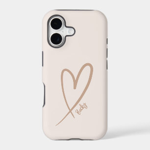 Modern Minimalist Beige Heart Love Name