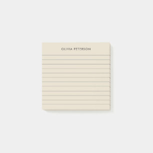 Modern Minimalist Beige Lined Sticky Post-it Notes