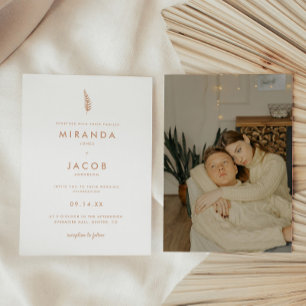 Modern Minimalist Beige Palm Leaf Wedding Invitation