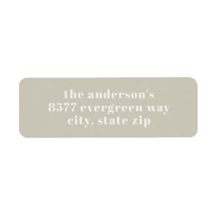 Modern Minimalist Beige Return Address Label