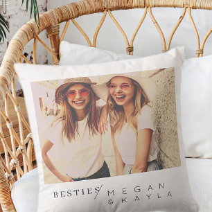 Modern Minimalist Best Friends BFF Photo Cushion