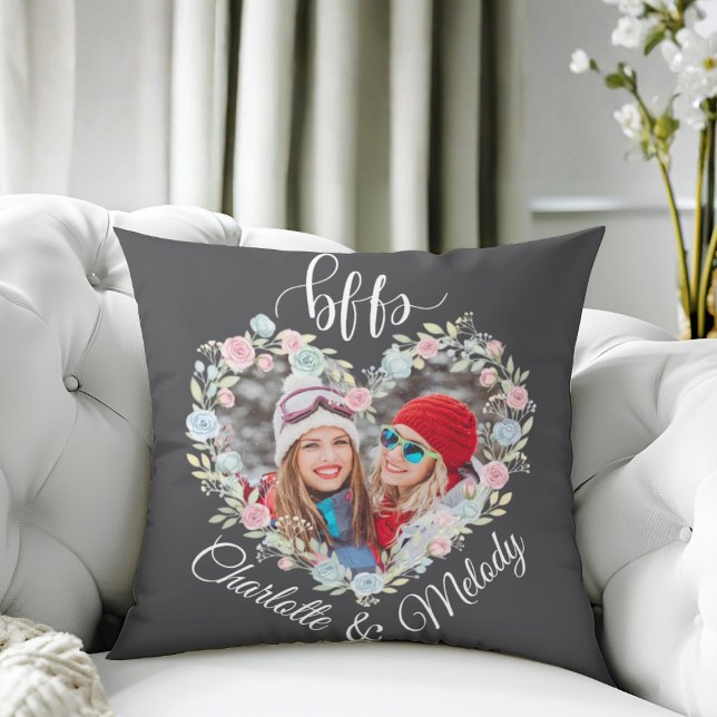 Modern Minimalist Best Friends BFF Photo Cushion (Creator Uploaded)