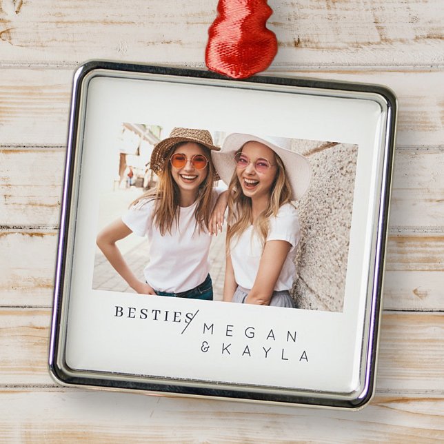 Modern Minimalist Best Friends BFF Photo Metal Tree Decoration (Creator Uploaded)