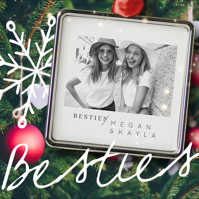 Modern Minimalist Best Friends BFF Photo Metal Tree Decoration (Creator Uploaded)