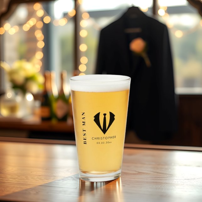 Modern Minimalist Best Man Name Wedding Party Gift Glass (Creator Uploaded)