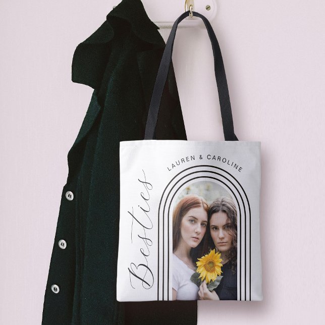 Modern Minimalist Besties BFF Photo Arch Tote Bag (A great gift idea for your Bestie!)