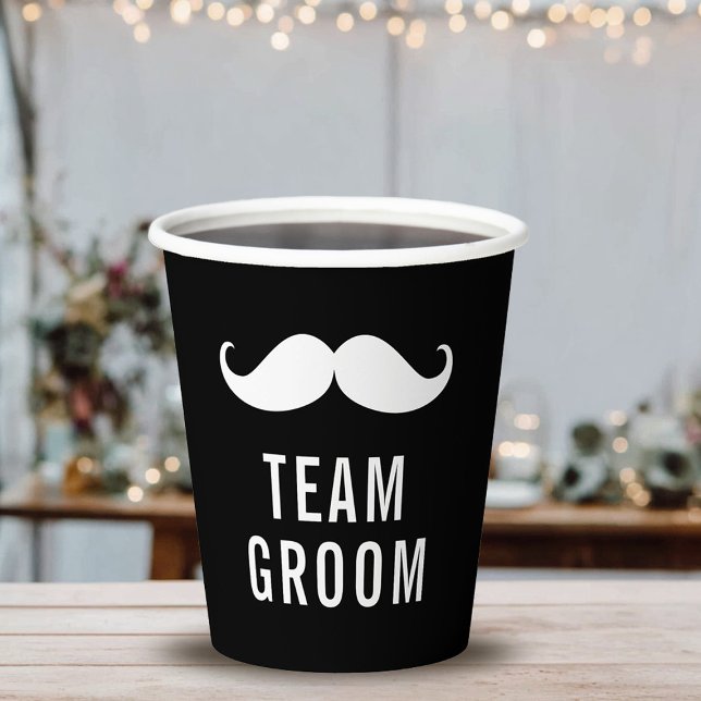 Modern Minimalist Big Bold Black Bachelor Party Paper Cups (Modern Minimalist Big Bold Black Bachelor Party Team Groom Paper Cups)