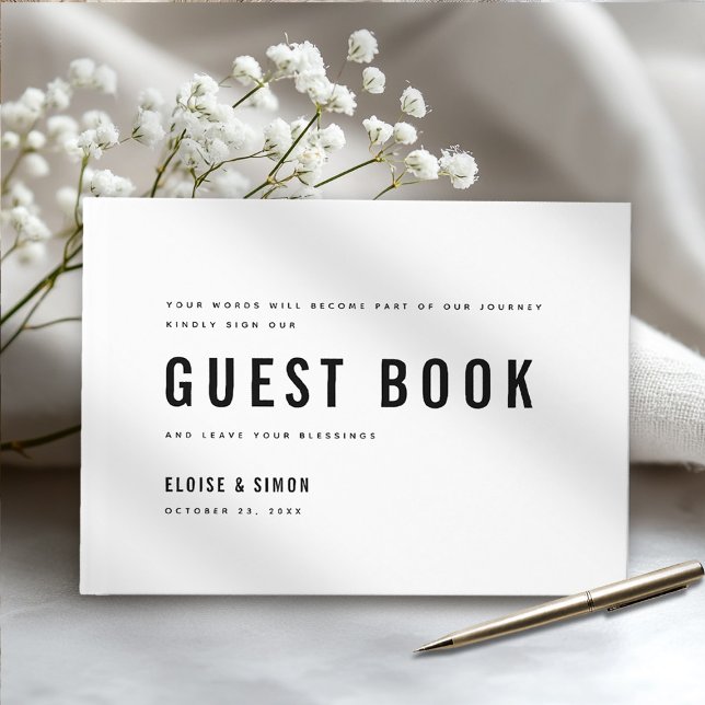 Modern Minimalist Big Bold Monogram Chic Wedding Guest Book (Modern Minimalist Big Bold Monogram Chic Wedding Guest Book)