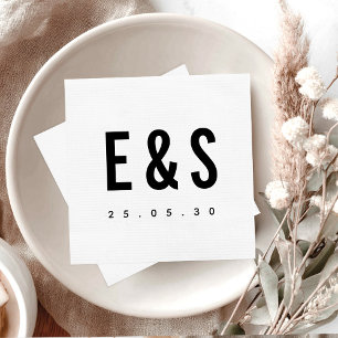 Modern Minimalist Big Bold Monogram Chic Wedding Napkin