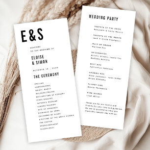 Modern Minimalist Big Bold Monogram Chic Wedding Programme
