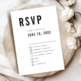 Modern Minimalist Big Bold Monogram Chic Wedding RSVP Card