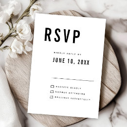 Modern Minimalist Big Bold Monogram Chic Wedding RSVP Card