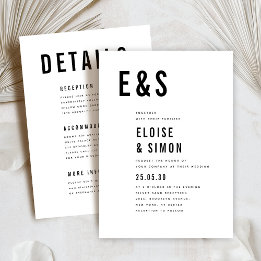 Modern Minimalist Big Bold Monogram Detail Wedding Invitation