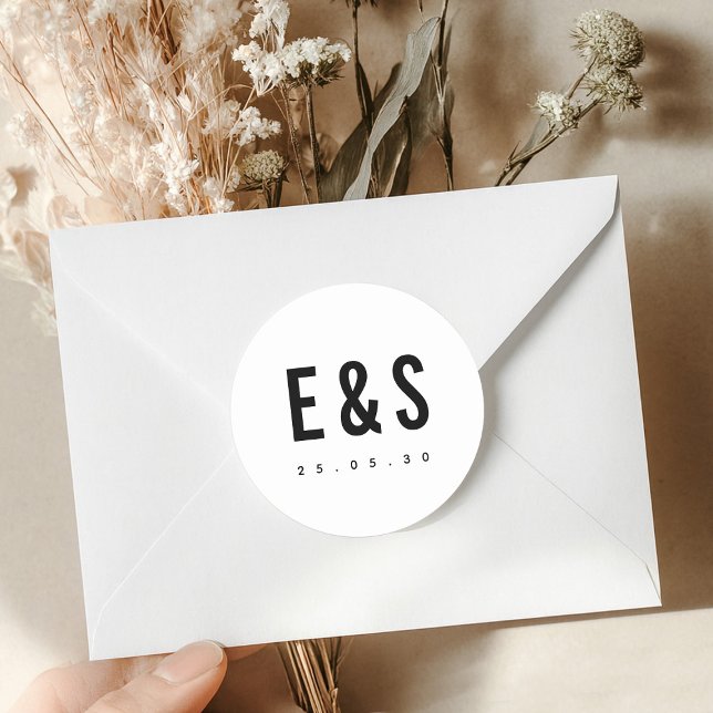 Modern Minimalist Big Bold Monogram Envelope Seal (Modern Minimalist Big Bold Monogram wedding Envelope Seal sticker)