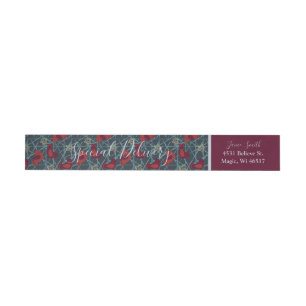 Modern Minimalist Birds Blue - Special Delivery Wrap Around Label