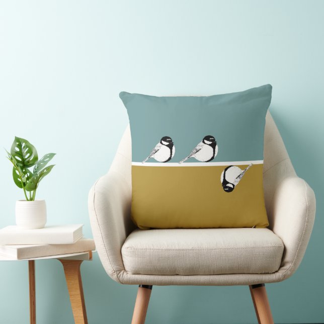 Modern Minimalist Birds Pillow (Chair)