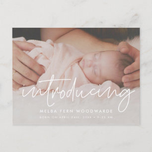 Modern minimalist Birth announcement photo Postcard