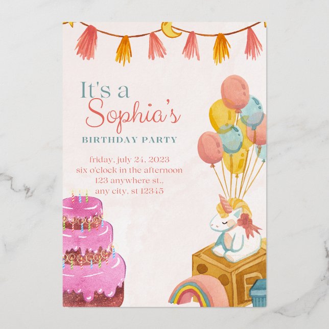  Modern Minimalist Birthday Invitation Card | Cust (Front)