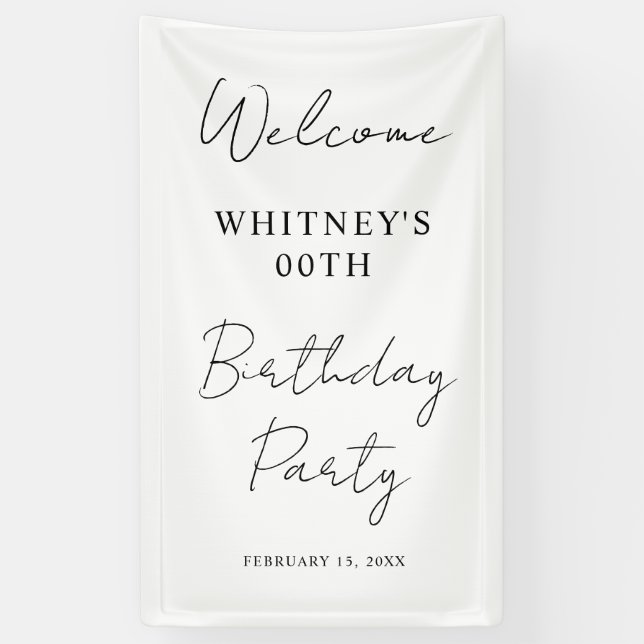 Modern Minimalist Birthday Party Banner (Vertical)
