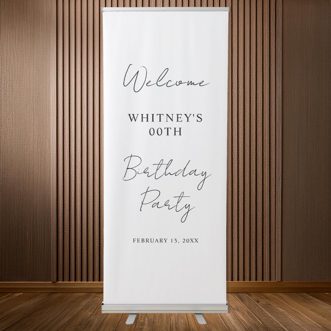 Modern Minimalist Birthday Party Retractable Banner (Creator Uploaded)