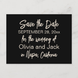 Modern Minimalist Black and Cream Save the Date Postcard