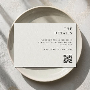Modern Minimalist Black and Ecru Wedding Enclosure Card