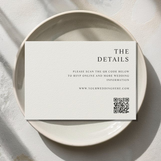 Modern Minimalist Black and Ecru Wedding Enclosure Card (Creator Uploaded)
