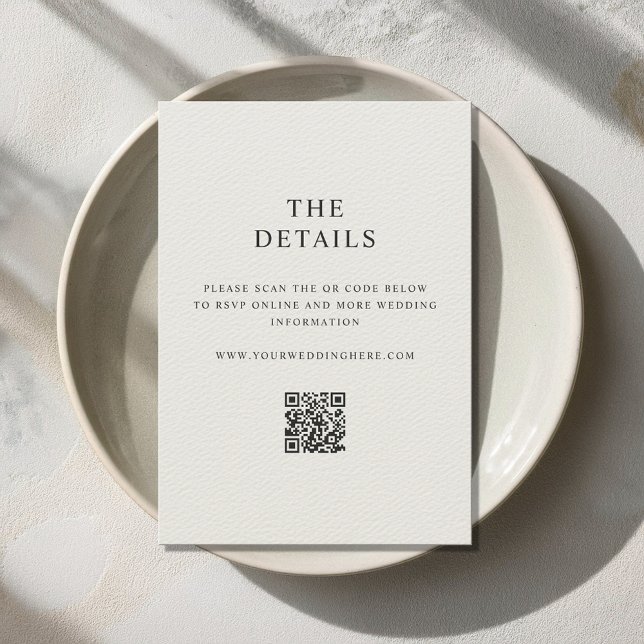 Modern Minimalist Black and Ecru Wedding Enclosure Card (Creator Uploaded)