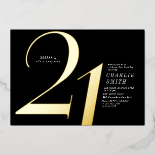 Modern minimalist black and gold 21st birthday