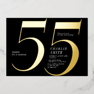Modern minimalist black and gold 55th birthday