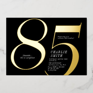 Modern minimalist black and gold 85th birthday