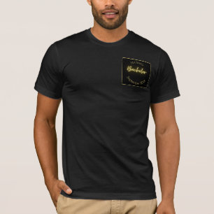 Modern Minimalist Black and Gold Bachelor Party T-Shirt