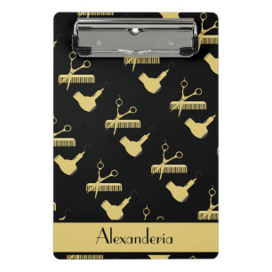 Modern Minimalist black and gold hairstylist Mini Clipboard