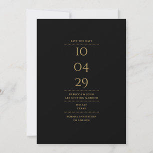 Modern Minimalist Black And Gold Wedding Save The Date