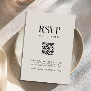 Modern Minimalist Black and Ivory Chic Wedding RSVP Card