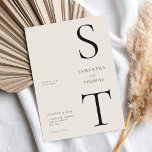 Modern Minimalist Black and Ivory Wedding Invitation<br><div class="desc">Modern Minimalist Black and Ivory Wedding Invitation. Features monogram typography and minimal graphic design. Personalise text with all the details of your special day.</div>