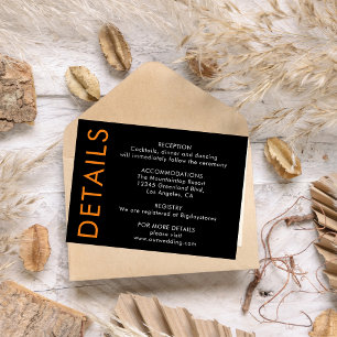 Modern Minimalist Black and Orange Enclosure Card